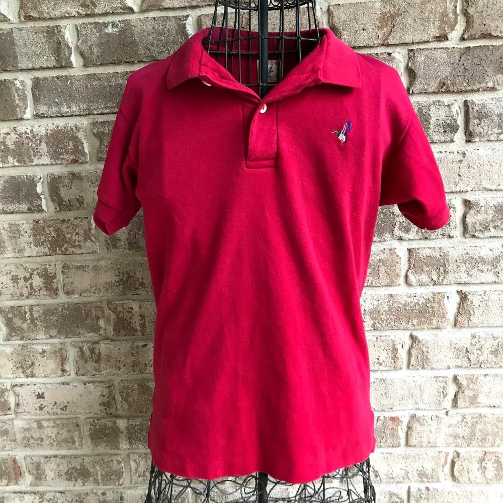 VIntage Flying Scotsman Polo Shirt Small Red Duck Hunt Preppy USA READ D…
